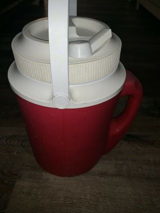 Rubbermaid Vtg 1 - Gallon Plastic Water Jug Cooler Red Two Handle Gott 1524