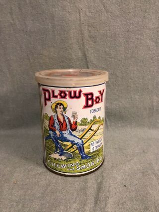 Vintage Plow Boy Chewing And Smoking Tobacco Tin 8 Oz.  Pinkerton Co.