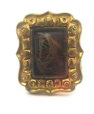 Antique Victorian Ornate Gold Gf :large Memorial Hair Ring Size 6 3/4 Se63