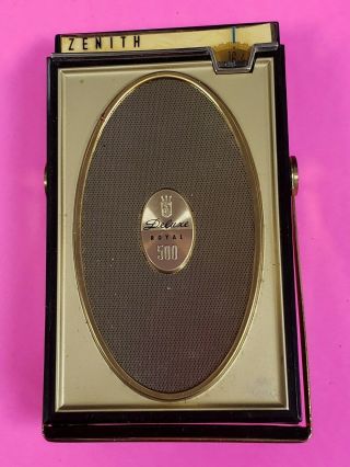 1950s/60s Vintage Zenith Deluxe Royal 500 8 Transistor Am Radio With Stand