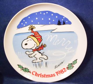 Vtg 1982 Snoopy Peanuts Christmas Plate Schmid Ltd Ed Ex Cond Orig Box