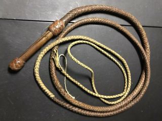 Vintage 13 Ft Braided Rawhide/leather Bull Whip Cowboy Antique