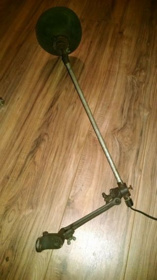 Antique Oc White Industrial Articulating Mounting Lamp With Rare Shade