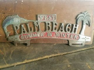 Vintage West Palm Beach Florida License Plate Topper Sign