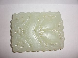 Antique Chinese jade jadeite carving two fish large pendant vintage 2