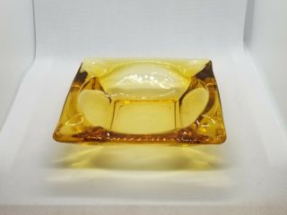 Vintage Amber Glass Ashtray 4.  75in Square Glass Astray