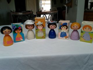 Avon Vintage Disney Collectible Small World Decanter Dolls (4) Total
