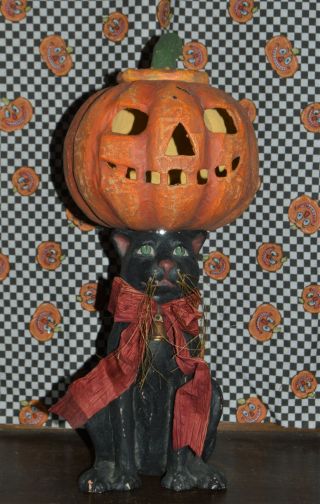 Bethany Lowe Vintage Style Halloween Cat With Jack O 