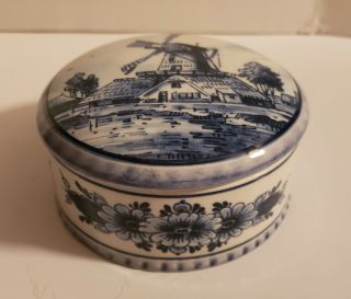 Vintage Delft Blue & White Hand Painted Porcelain - Jewelry Dish - Holland