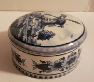 VINTAGE DELFT BLUE & WHITE HAND PAINTED PORCELAIN - JEWELRY DISH - HOLLAND 2