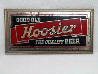 Antique Advertising Sign Reverse Mirror " Good Old Hoosier Quality Beer " Back Bar
