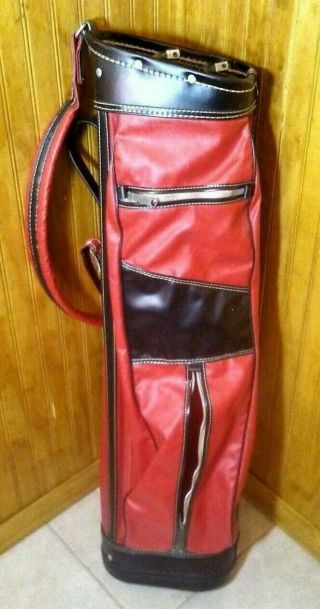 Vintage Spalding Leather Golf Bag Retro Red