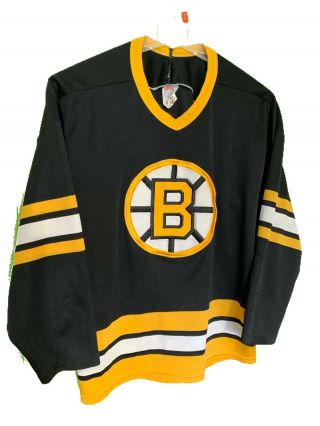 Vintage Ccm Boston Bruins Hockey Jersey Mens Medium Med Black Yellow 90s 80s