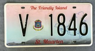 Sxm St.  Sint Maarten Dutch Caribbean Island Truck Vehicle License Plate: V 1846