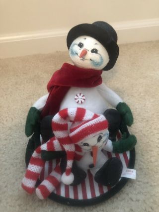 Annalee 2005 Christmas Snowman With Baby Vintage Retired Rare Holiday Decor