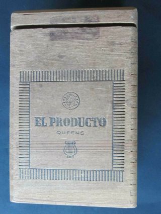 Vintage Dovetailed Wood Cigar Box El Producto Queens,  Hinged Top Shape
