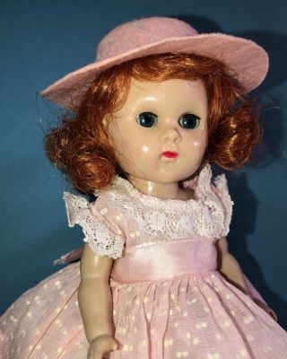 Vintage Vogue Ginny Doll In Her Medford Tagged Pink Dotted Swiss Dress