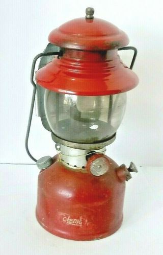 Vintage Mar.  1963 Red Coleman Lantern,  Model 200a,  Pyrex Globe