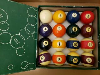Vintage Aramith Belgium 2 1/4 Pool Billiard Balls Complete Set Of 16 Balls