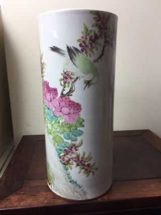 Antique Chinese Famille Rose Hat Stand Singed