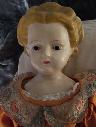 Antique 24  Wax Over Paper Mache Doll