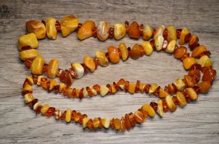 Antique Natural Baltic Amber Gem Necklace Butterscotch Egg Yolk 54,  3 G