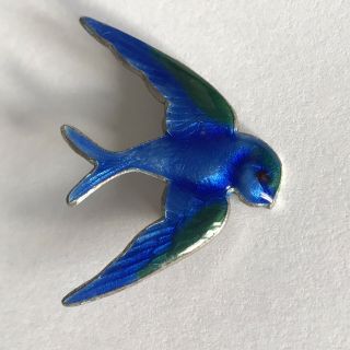 Vintage Small Bluebird Bird In Flight Brooch Blue Enameled 3.  1 Gr