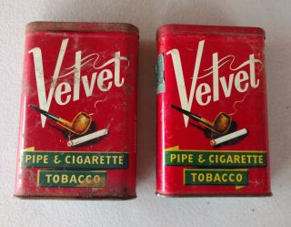 Vintage Velvet Pipe And Cigarette Tobacco Tins (2) Liggett & Myers Tobacco Co.