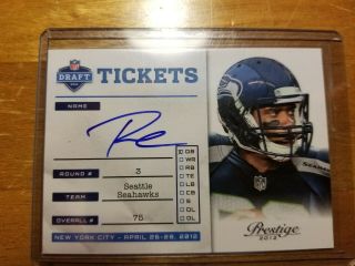 2012 Draft Tickets Russell Wilson Rc Auto Seahawks