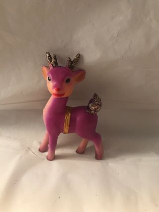 Vintage Purple Rubber/plastic Christmas Reindeer Figure Japan 103f