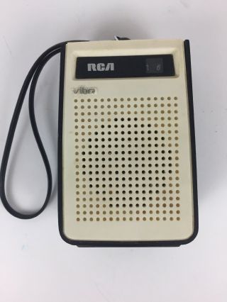 Vintage Rca Vibra Black White Am Transistor Pocket Radio Wrist Strap
