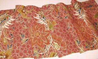 Vintage Handmade Sewn Orange Floral 100 Cotton 108 " Very Wide Valance 13 " Long