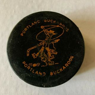 1945 Whl Official Hockey Puck Portland Buckaroos Western Hockey League P.  C.  H.  L.