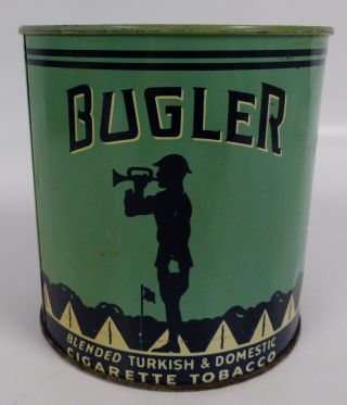 Antique Bugler Cigarette Tobacco Tin Can