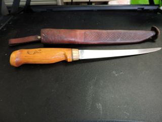 Vintage J.  Marttiini Rapala Fish Fillet Knife 7 1/2 Blade Finland W/ Sheath