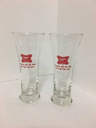 Vintage Pilsner Beer Glasses Miller High Life Set Of 2