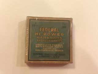 Vintage Federal Hi Power.  410 Gauge Rifled Slugs Shotgun Shells Box Empty