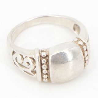 Vtg Sterling Silver - Engraveable Orb Filigree Ornate Solid Ring Size 8 - 4g