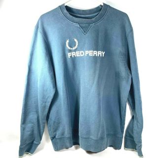Vintage 90s Fred Perry Crew Blue Cotton Jumper Sweatshirt Mens Medium