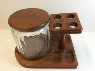 4 Pipe Holder With Tobacco Jar