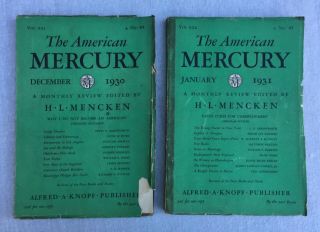 Set Of 2 Vintage The American Mercury Magazines Dec 1930 Jan 1931 Hl Mencken
