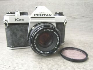 Vintage Asahi Pentax K1000 Slr Film Camera 50mm 1.  7 Smc Lens Needs Foam