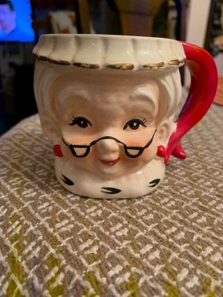 Vintage Ceramic Mrs Santa Claus Christmas Cup Mug
