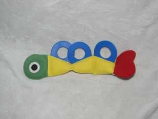 Johnson & Johnson Vintage Baby Rattle Toy Wiggle Worm Plush 1984 Squeaker