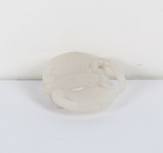 19th Chinese Antique White Jade Belt Buckle 3
