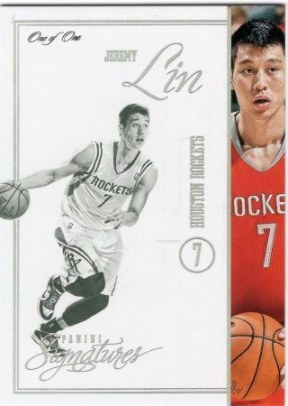 2012 - 13 Panini Signatures Basketball Stars Platinum Jeremy Lin 1/1