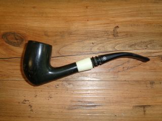 Vintage Medico Black Onyx Tobacco Smoking Pipe Curved Stem (sac)