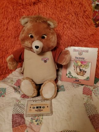 Vintage 1985 Worlds Of Wonder Teddy Ruxpin W Air Ship Tape And Book