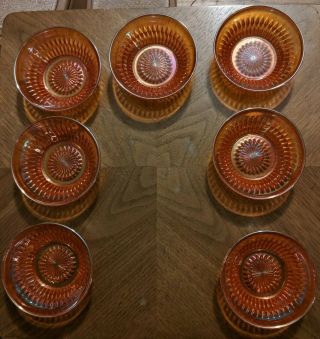 Vintage Carnival Glass Bowls Set Of 7 Marigold Iridescent 4.  5 "