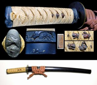 Wakizashi Sword Koshirae Signed Fuchi/kashira 19thc Japanese Edo Samurai Antique